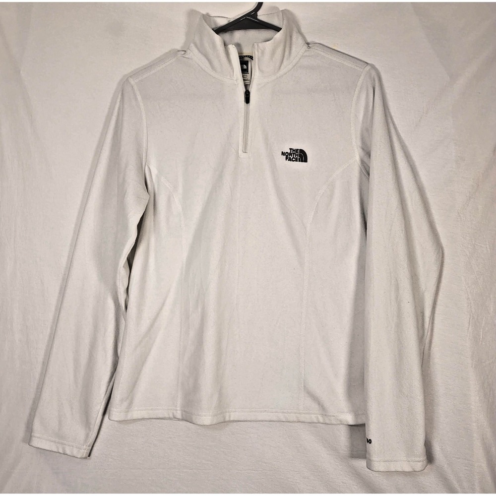 The North Face Pullover Womens Medium White TKA 100 Fleece Quarter Zip Logo